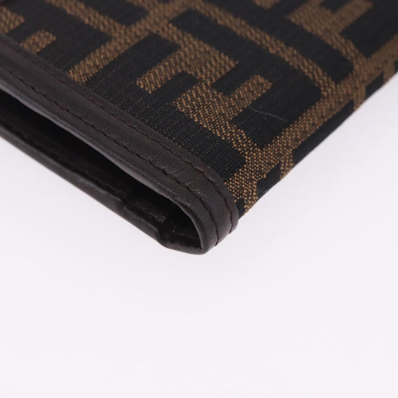 FENDI Zucca Canvas Long Wallet Black Brown Auth 203453V