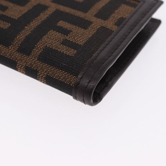 FENDI Zucca Canvas Long Wallet Black Brown Auth 203453V