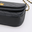 CHANEL Matelasse Chain Shoulder Bag Lamb Skin Black Gold CC Auth 203454V-10