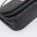 CHANEL Matelasse Chain Shoulder Bag Lamb Skin Black Gold CC Auth 203454V-11