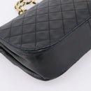 CHANEL Matelasse Chain Shoulder Bag Lamb Skin Black Gold CC Auth 203454V-13