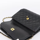 CHANEL Matelasse Chain Shoulder Bag Lamb Skin Black Gold CC Auth 203454V-22