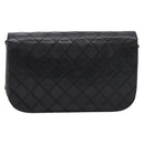 CHANEL Matelasse Chain Shoulder Bag Lamb Skin Black Gold CC Auth 203454V-3