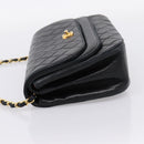 CHANEL Matelasse Chain Shoulder Bag Lamb Skin Black Gold CC Auth 203454V-4