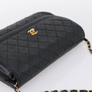 CHANEL Matelasse Chain Shoulder Bag Lamb Skin Black Gold CC Auth 203454V-6