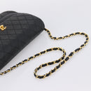 CHANEL Matelasse Chain Shoulder Bag Lamb Skin Black Gold CC Auth 203454V-7