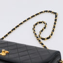 CHANEL Matelasse Chain Shoulder Bag Lamb Skin Black Gold CC Auth 203454V-8