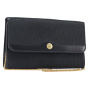 Christian Dior Trotter Canvas Chain Shoulder Bag Black Gold Auth 203456-1