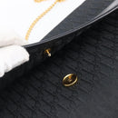 Christian Dior Trotter Canvas Chain Shoulder Bag Black Gold Auth 203456-15