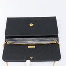 Christian Dior Trotter Canvas Chain Shoulder Bag Black Gold Auth 203456-17
