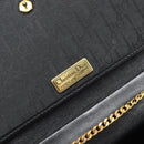Christian Dior Trotter Canvas Chain Shoulder Bag Black Gold Auth 203456-18