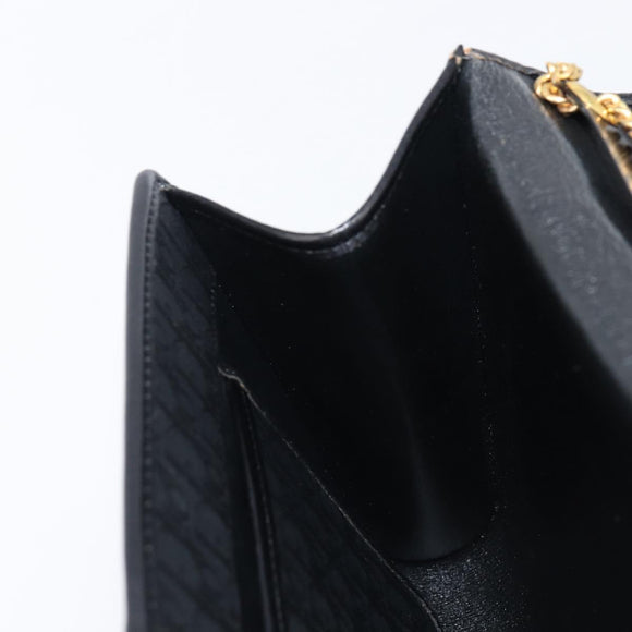 Christian Dior Trotter Canvas Chain Shoulder Bag Black Gold Auth 203456
