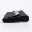 Christian Dior Trotter Canvas Chain Shoulder Bag Black Gold Auth 203456-5