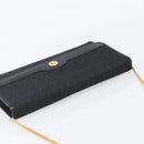 Christian Dior Trotter Canvas Chain Shoulder Bag Black Gold Auth 203456-6