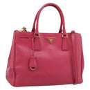 PRADA Galleria Hand Bag Safiano Leather 2way Pink Gold Auth 203457V-1