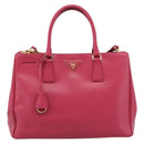 PRADA Galleria Hand Bag Safiano Leather 2way Pink Gold Auth 203457V-2