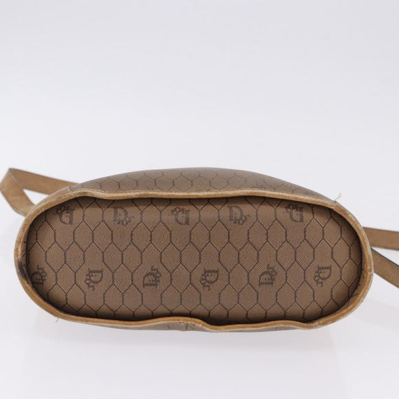 Christian Dior Honeycomb Canvas Shoulder Bag PVC Beige Gold Auth 203461