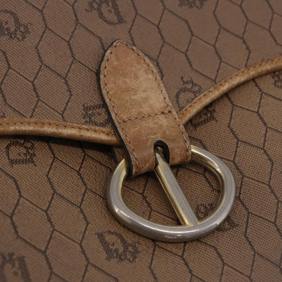 Christian Dior Honeycomb Canvas Shoulder Bag PVC Beige Gold Auth 203461