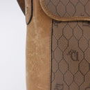 Christian Dior Honeycomb Canvas Shoulder Bag PVC Beige Gold Auth 203461-3