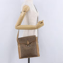 Christian Dior Honeycomb Canvas Shoulder Bag PVC Beige Gold Auth 203461-37