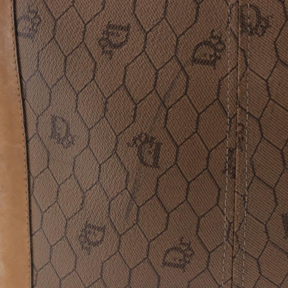 Christian Dior Honeycomb Canvas Shoulder Bag PVC Beige Gold Auth 203461