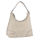 GUCCI GG Canvas Guccissima Shoulder Bag Leather Ivory Gold 257070 Auth 203463A-1