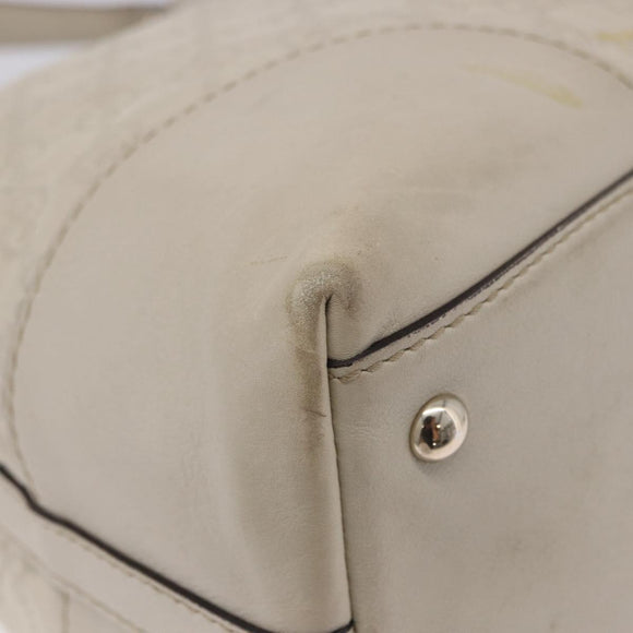 GUCCI GG Canvas Guccissima Shoulder Bag Leather Ivory Gold 257070 Auth 203463A