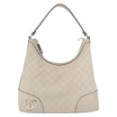 GUCCI GG Canvas Guccissima Shoulder Bag Leather Ivory Gold 257070 Auth 203463A-2