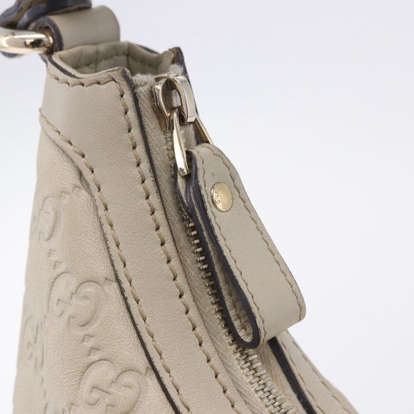 GUCCI GG Canvas Guccissima Shoulder Bag Leather Ivory Gold 257070 Auth 203463A