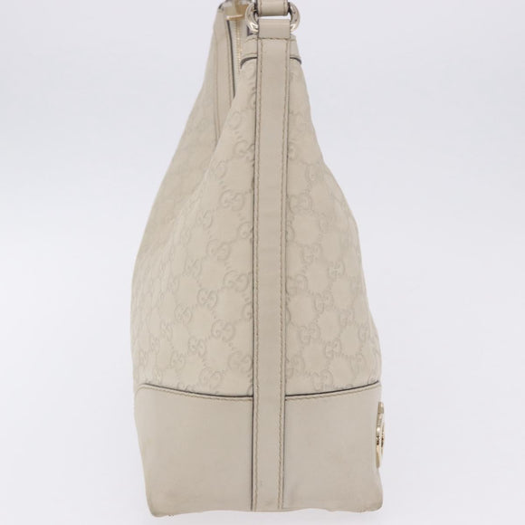 GUCCI GG Canvas Guccissima Shoulder Bag Leather Ivory Gold 257070 Auth 203463A