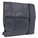 CHANEL Shoulder Bag Leather Blue Gold CC Auth 203466A-1