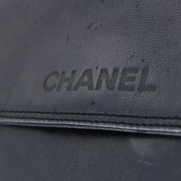 CHANEL Shoulder Bag Leather Blue Gold CC Auth 203466A