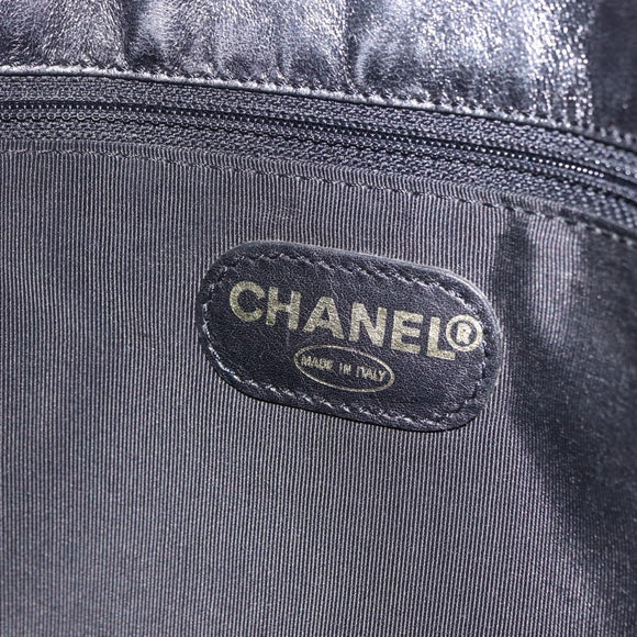 CHANEL Shoulder Bag Leather Blue Gold CC Auth 203466A