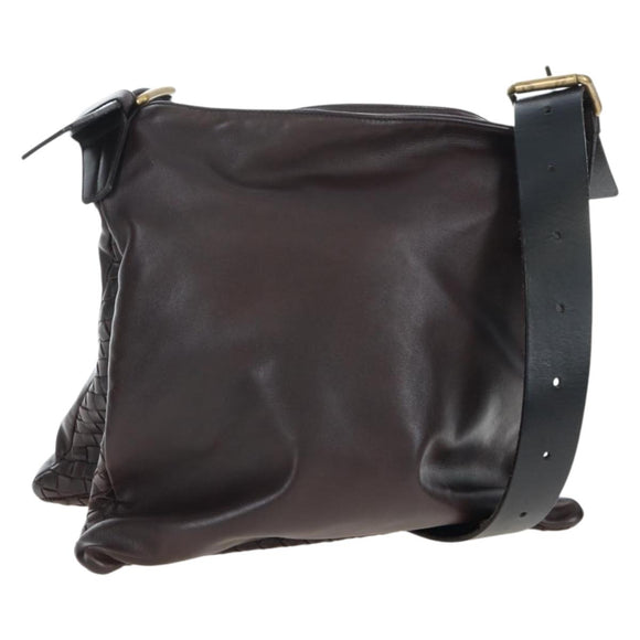 BOTTEGA VENETA INTRECCIATO Shoulder Bag Leather Brown Gold Auth 203468V
