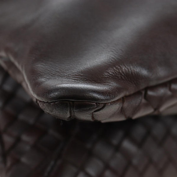BOTTEGA VENETA INTRECCIATO Shoulder Bag Leather Brown Gold Auth 203468V