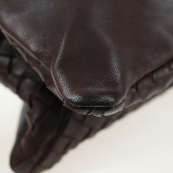 BOTTEGA VENETA INTRECCIATO Shoulder Bag Leather Brown Gold Auth 203468V