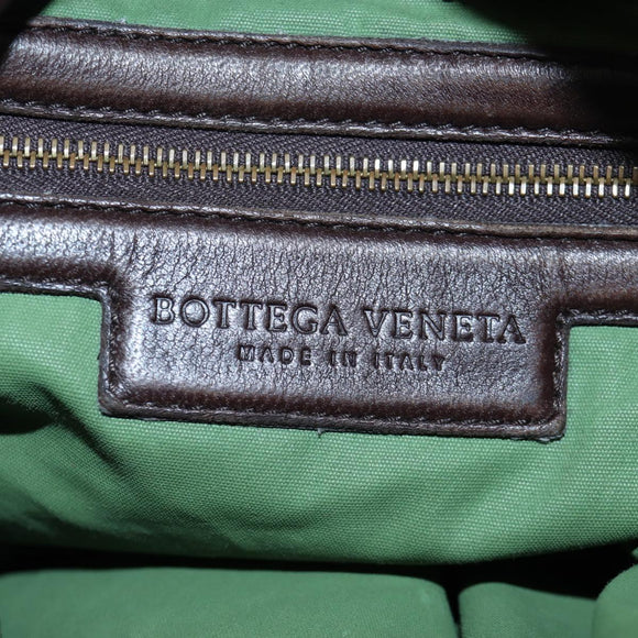 BOTTEGA VENETA INTRECCIATO Shoulder Bag Leather Brown Gold Auth 203468V