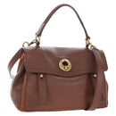 SAINT LAURENT Muse Toe Hand Bag Leather 2way Brown Gold 283761 Auth 203469V-1