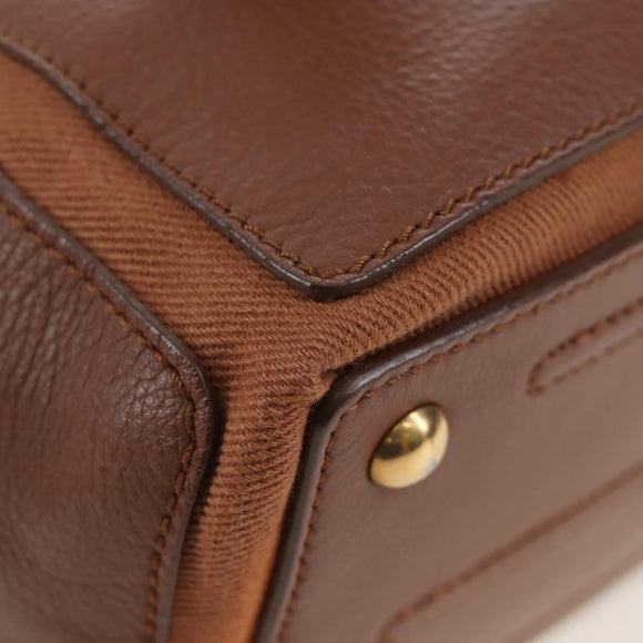 SAINT LAURENT Muse Toe Hand Bag Leather 2way Brown Gold 283761 Auth 203469V