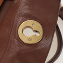 SAINT LAURENT Muse Toe Hand Bag Leather 2way Brown Gold 283761 Auth 203469V-20