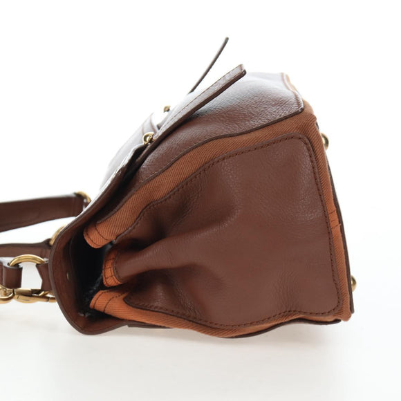 SAINT LAURENT Muse Toe Hand Bag Leather 2way Brown Gold 283761 Auth 203469V