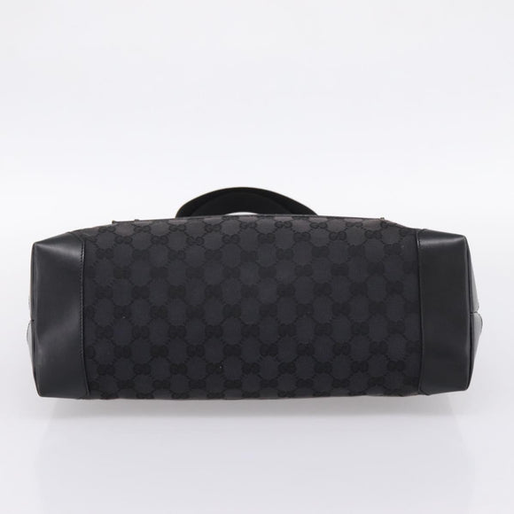 GUCCI GG Canvas Tote Bag Black Silver 019 0426 Auth 203470