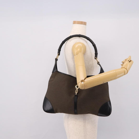 GUCCI Bamboo Jackie Shoulder Bag Canvas Brown Gold 001 4061 Auth 203473V