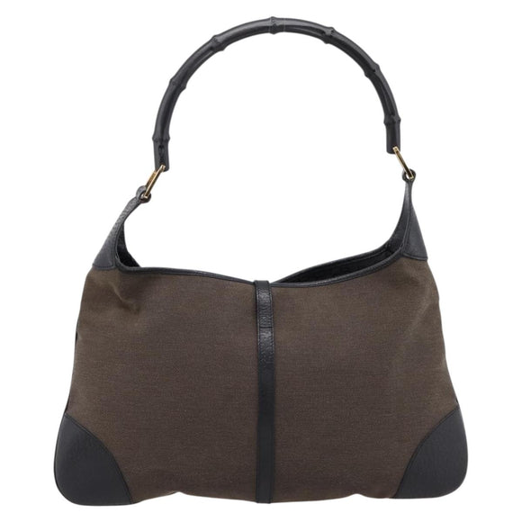 GUCCI Bamboo Jackie Shoulder Bag Canvas Brown Gold 001 4061 Auth 203473V