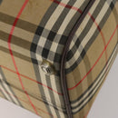 Burberrys Nova Check Boston Bag Canvas Beige Gold Auth 203476-15