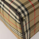 Burberrys Nova Check Boston Bag Canvas Beige Gold Auth 203476-16