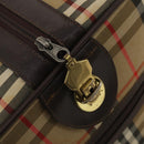 Burberrys Nova Check Boston Bag Canvas Beige Gold Auth 203476-11