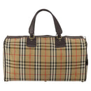 Burberrys Nova Check Boston Bag Canvas Beige Gold Auth 203476-2