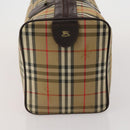 Burberrys Nova Check Boston Bag Canvas Beige Gold Auth 203476-3