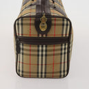 Burberrys Nova Check Boston Bag Canvas Beige Gold Auth 203476-4